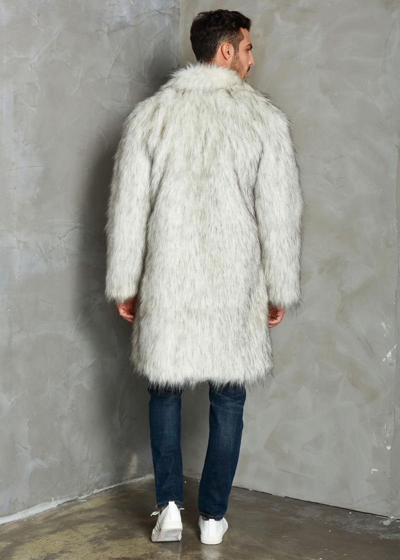 Men's suit collar imitation fur long coat coat_voghion.com