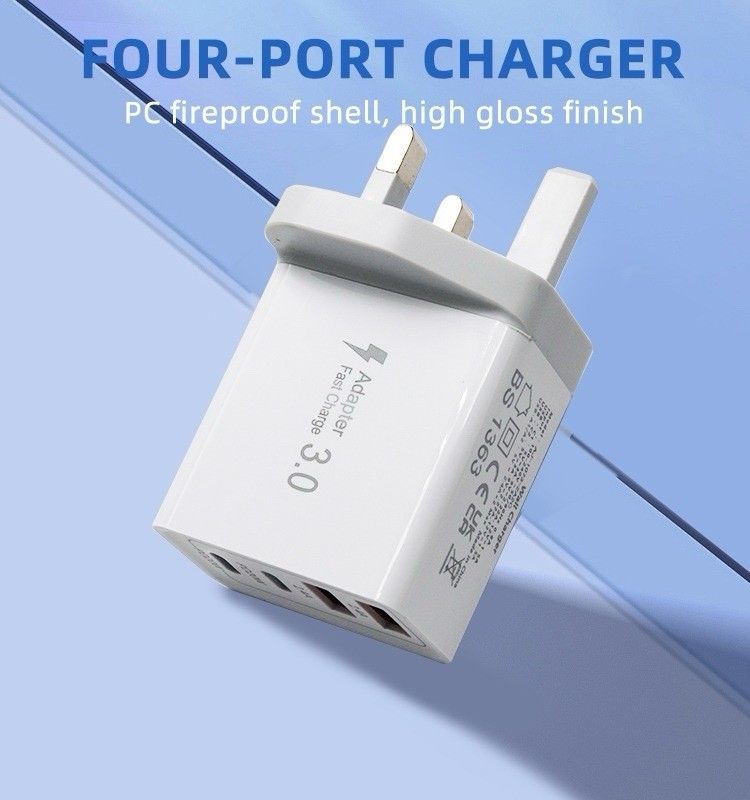 USB-C-Stecker, 40-W-Schnellladegerät, Stecker, UK, Dual-Port-PD-Netzteil + QC-Telefon_voghion.com