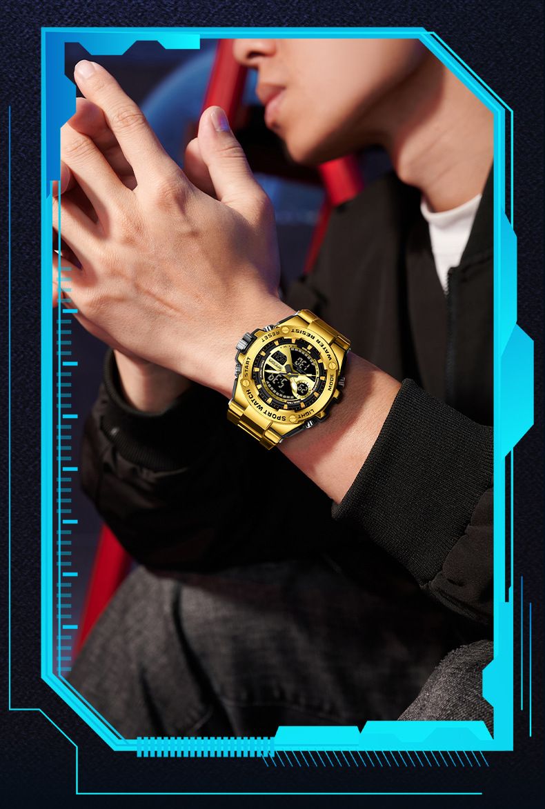 Digital Analog Dual Display Sport Watch With LED Backlight, Waterproof, Stopwatch, Alarm, Countdown For Outdoor, Business, Casual Business Watch_voghion.com