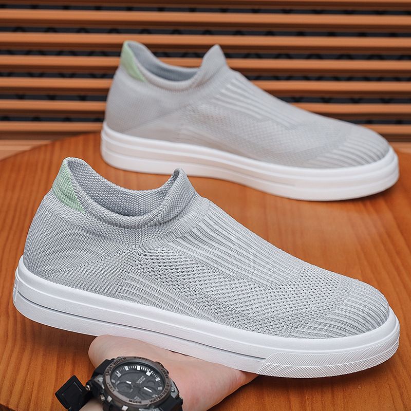 Calzini estivi traspiranti nuovi da uomo, versione coreana, versatili, con fondo piatto, in rete Flyknit, scarpe sportive casual da uomo_voghion.com