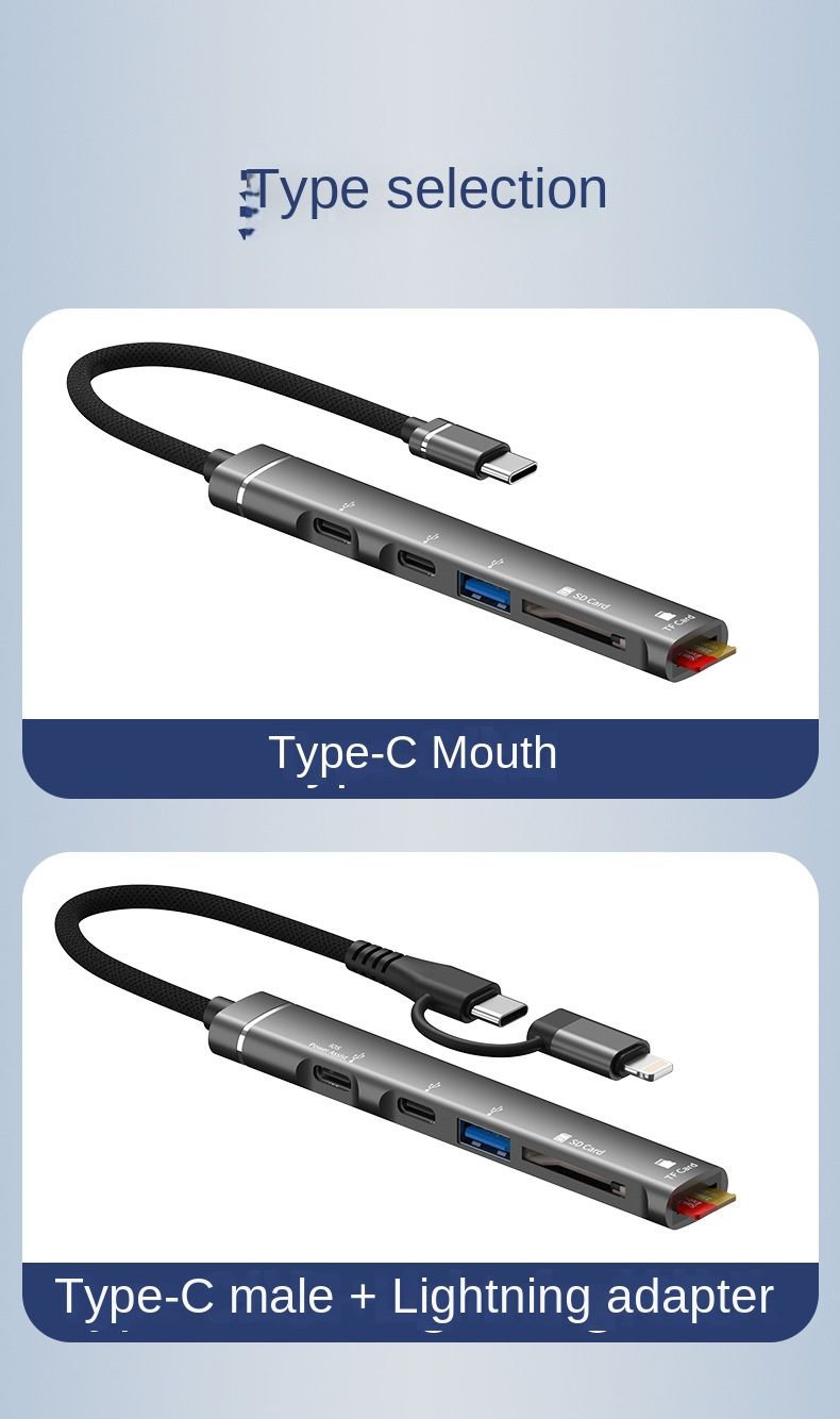 Mobile phone adapter multi-head adapter u disk memory card converter suitable Type-c docking station_voghion.com