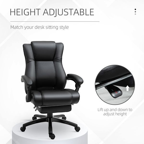 Vinsetto Executive Office Chair High Back With Footrest Adjustable Ergonomic Black_voghion.com