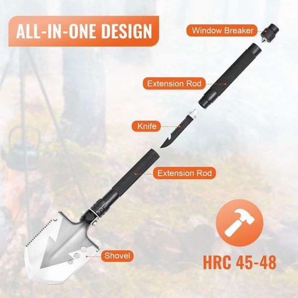 Folding Multitool Portable Compact Camping Survival Shovel_voghion.com