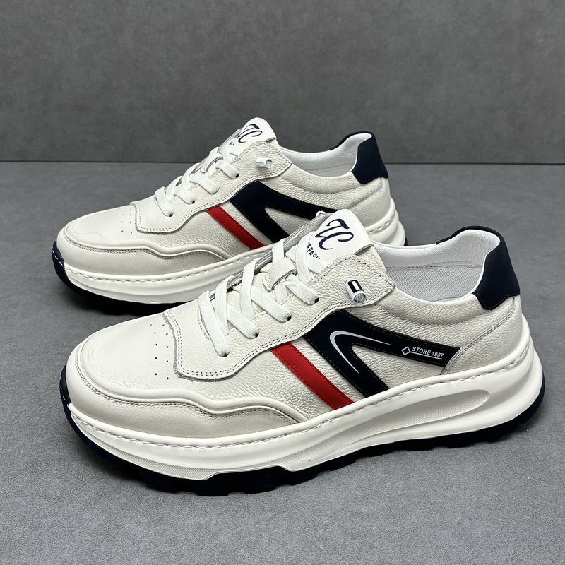 Sneakers bianche leggere, traspiranti, versatili, sportive, alla moda, da uomo, casual, in pelle, con suola spessa, Forrest Gump_voghion.com