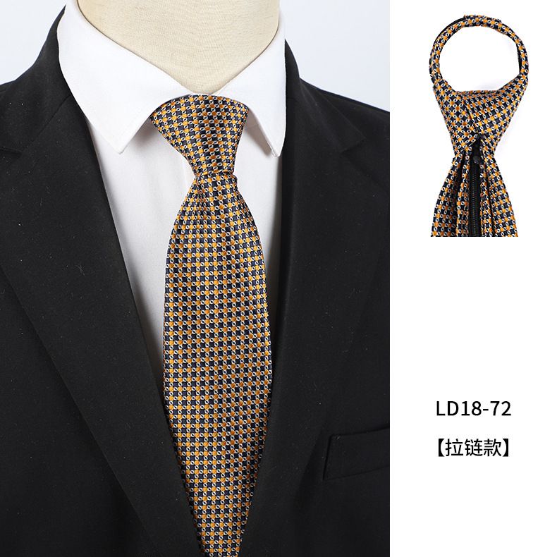 Vintage Formal Champagne Gold No-Knot Lazy Coffee Color Business Casual Zipper Custom Tie For Men_voghion.com