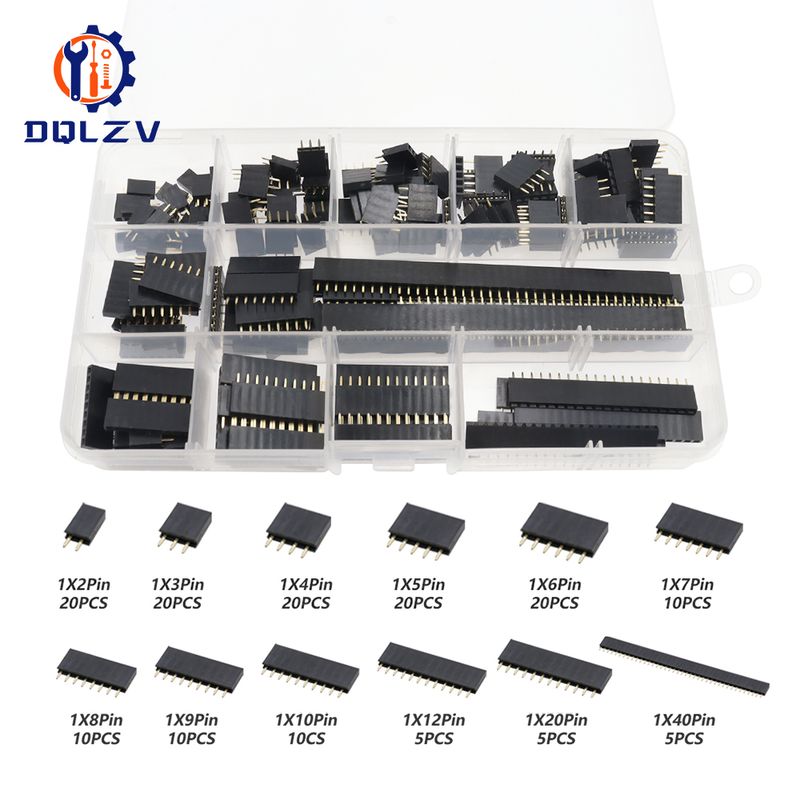 Kit di combinazione scheda PCB con connettore femmina a fila singola da 2,54 mm, 155 pezzi, 8 tipi_voghion.com