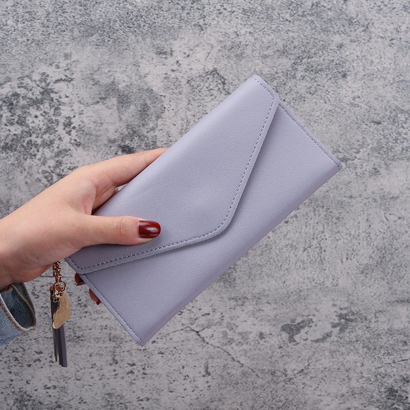 Spring and Summer New Long Heart-Shaped Pendant Simple Stylish and Versatile Lychee Pattern Women's Wallet_voghion.com