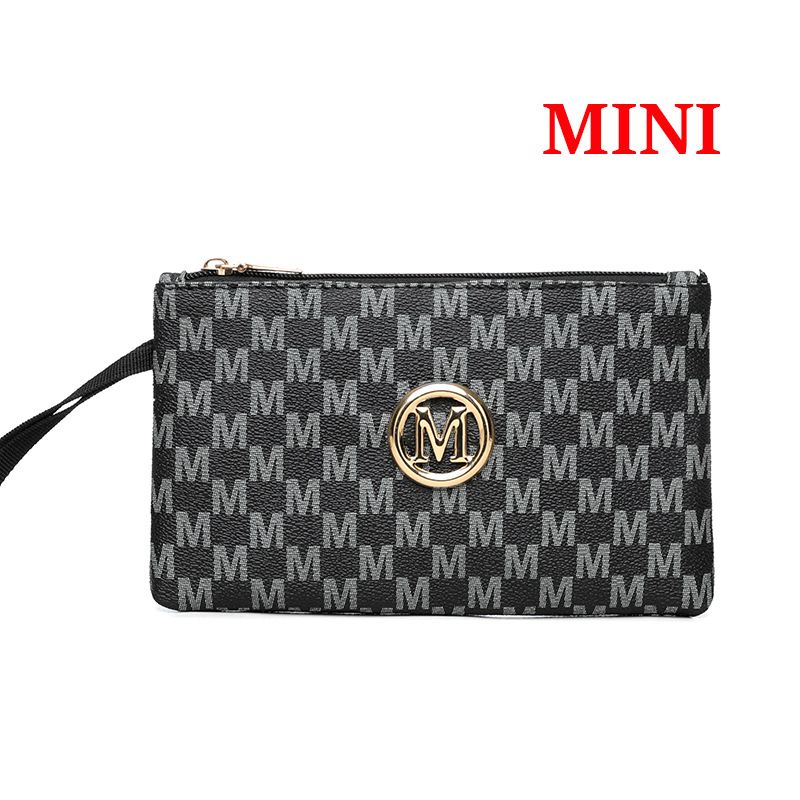 Stylish M-Print Tote & Clutch Bag Set With Chain Strap - Versatile PU Handbag Combo For Women (Black/Brown/White)_voghion.com