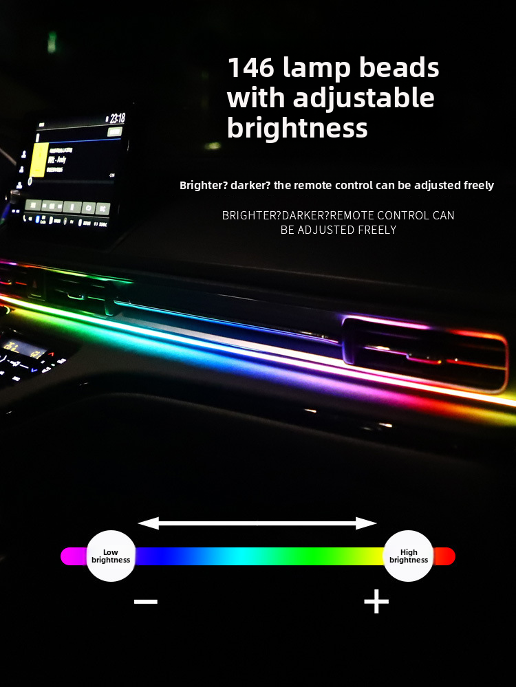 Lumière LED décorative d'ambiance colorée et fluide en acrylique pour intérieur de voiture, commande centrale USB_voghion.com