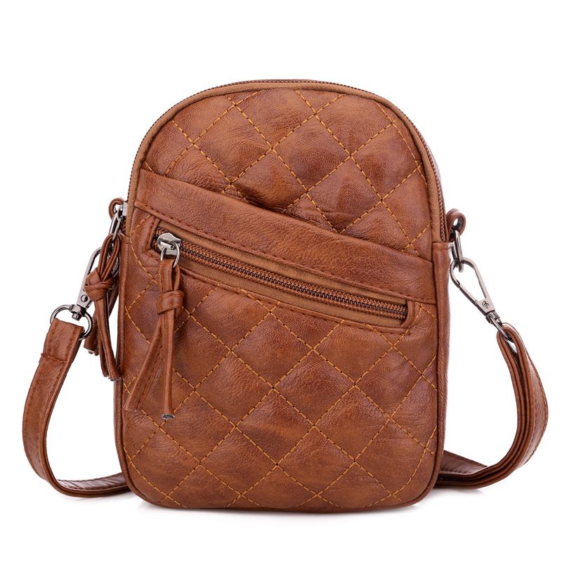 Borsa a tracolla da donna, piccola nuova texture in morbida pelle, spalla singola, ricamo trapuntato, elegante portacellulare multistrato_voghion.com