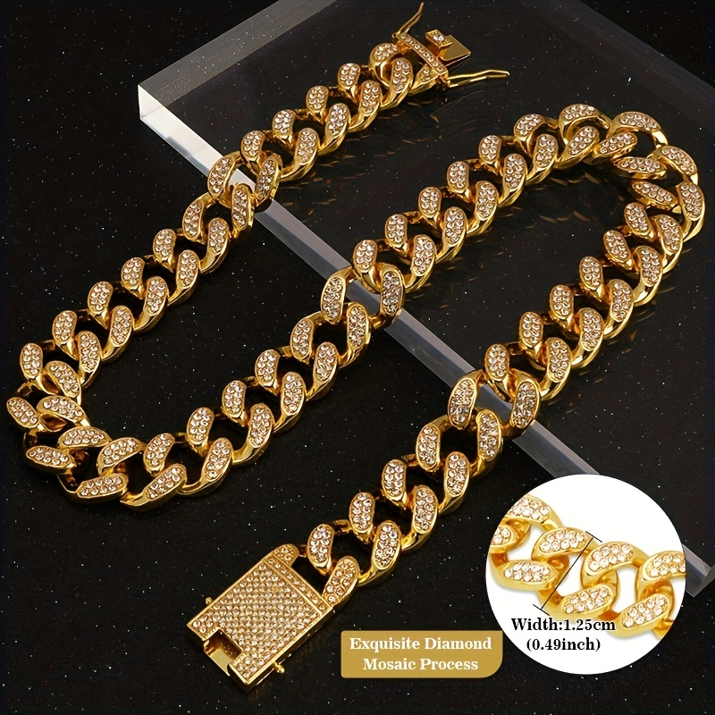 Funkelndes Hundehalsband in Diamantform: Sichere Metallkette und Schnalle für stilvolle Spaziergänge!_voghion.com