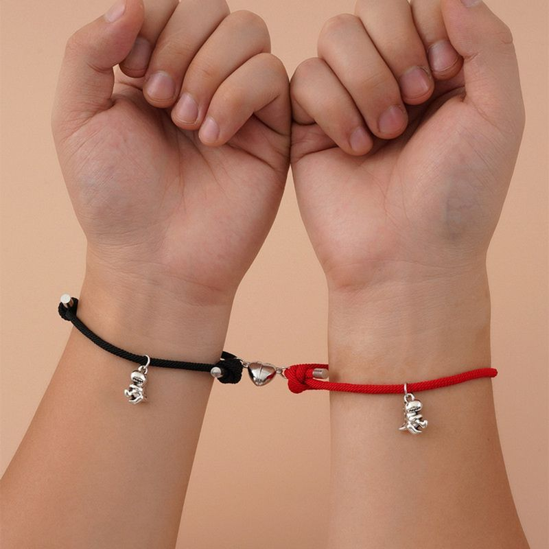 Yamaler 1 paar magnetische adsorptie, moeilijk te breken, anti-val, zweetbestendig, verstelbare 3D hart dinosaurus paar armband sieraden_voghion.com