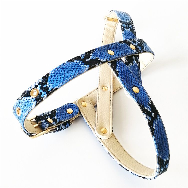 Morbida pettorina in pelle con motivo a serpente, guinzaglio, collare, accessori per animali domestici, nuovo arrivo_voghion.com
