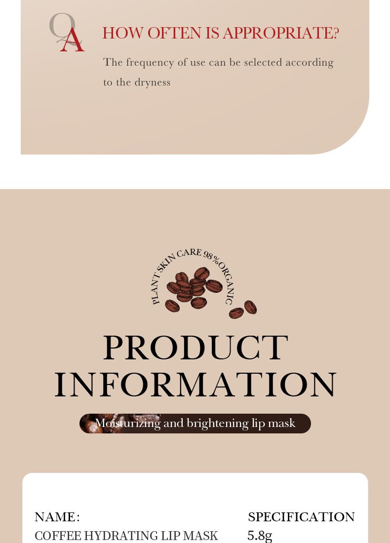 SADOER Coffee Moisturizing Lip Mask (New) 5.8g Care Lip Fading Lip Pattern Moisturizing Moisturizing Lip Mask_voghion.com