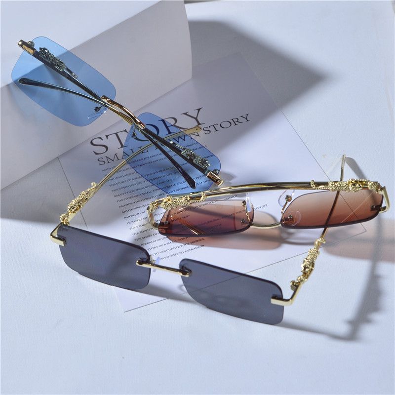 LazyZoom, occhiali da sole rettangolari retrò europei e americani senza cornice, da donna, stile marea, stile street shot, forma concava_voghion.com