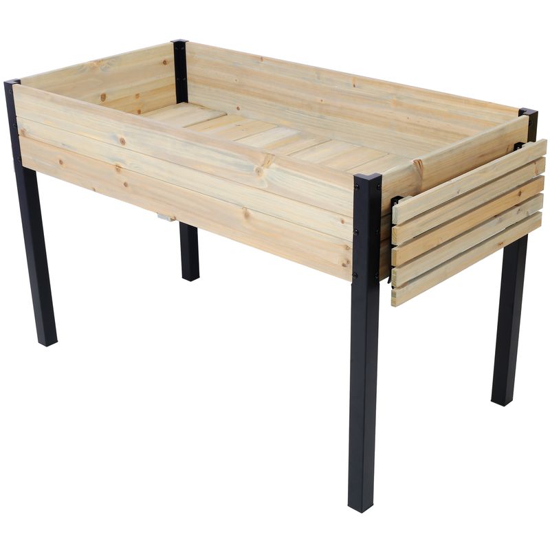 Raised Garden Bed, Metal Leg Wood Planter Boxes With Folding Storage Shelf,Elevated Planter Box For Growing Fresh Herbs, Vegetables, Flowers Great For Outdoor Patio, Deck, Balcony_voghion.com