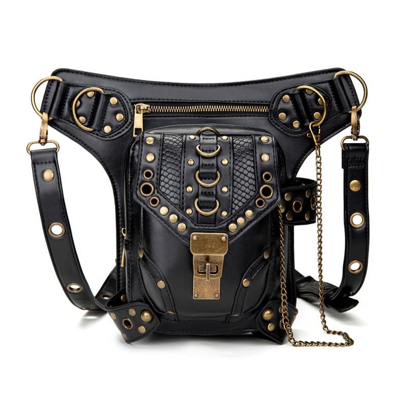 Borsa a tracolla da motociclista steampunk piccola con catena da donna_voghion.com