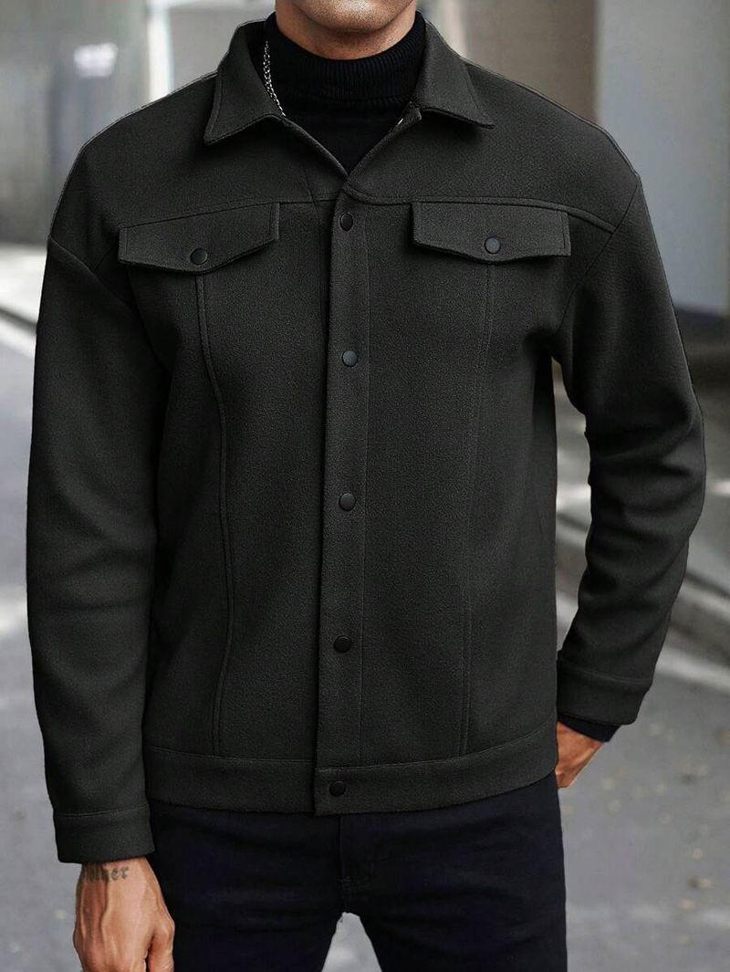 Herrenbekleidung Herren-Sakko aus Wollmischung mit Revers – Business Casual Slim Fit Mantel (4 Farben, S-XXXL)_voghion.com