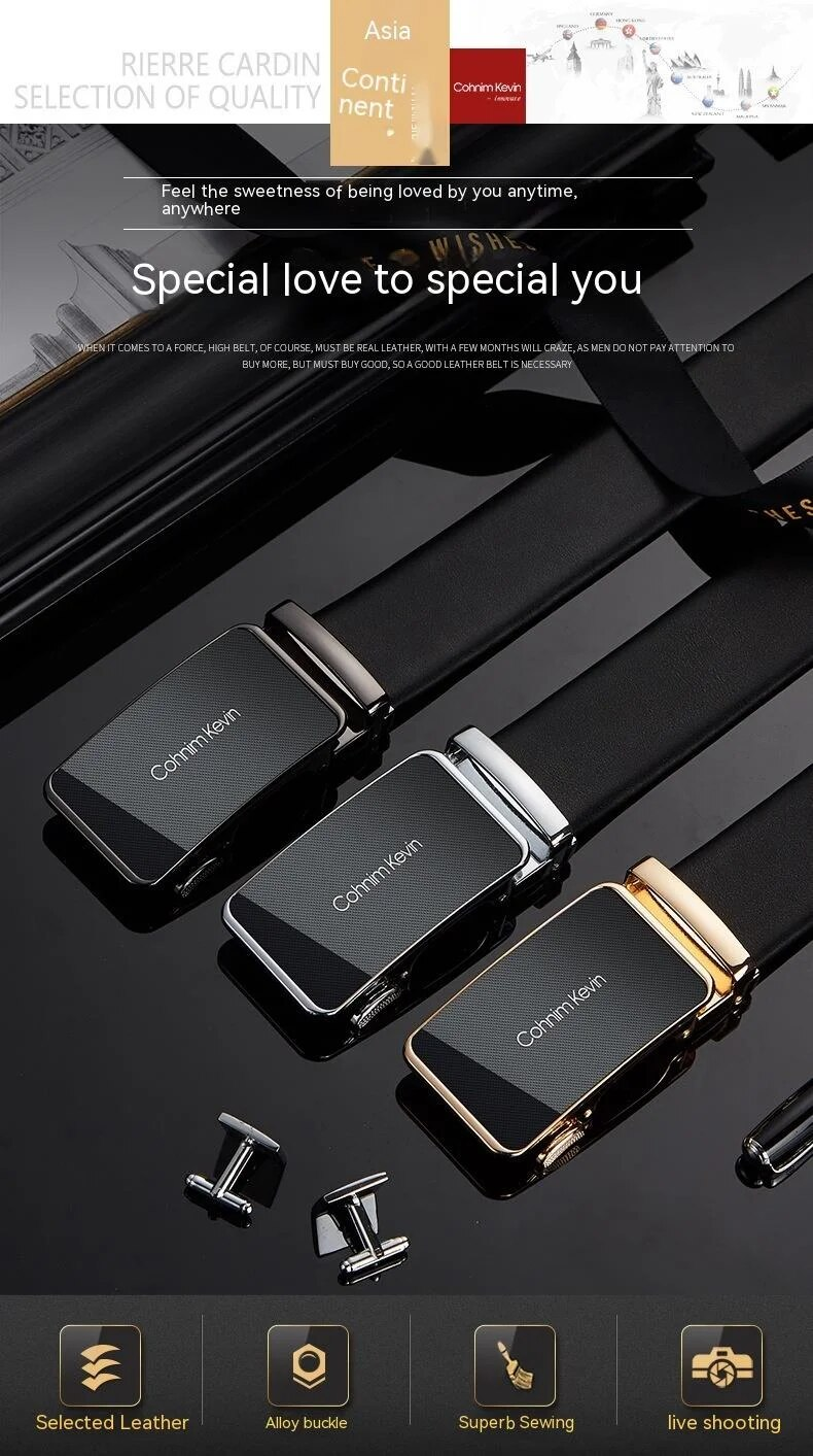 Cohnim Kevin's neuer Echtleder-Herren-Kuhgürtel mit automatischer Schnalle, Hosengürtel, Geschenk, lässig, vielseitig, Geschenk für Freund_voghion.com