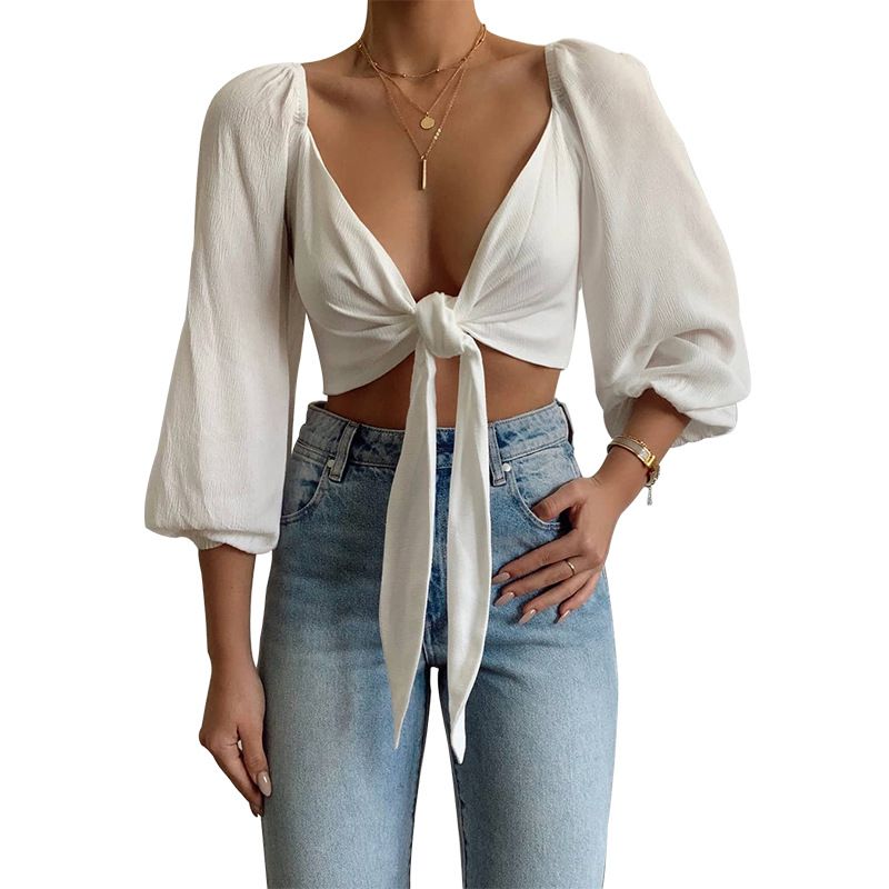 women's sexy short solid color long-sleeved tube top cardigan top_voghion.com