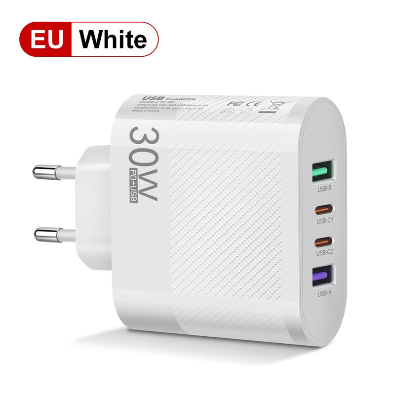 Festival de música 3.5A padrão 30W 2USB 2 Carregador de celular tipo C com múltiplas interfaces Cabeça de carregamento de viagem britânica_voghion.com