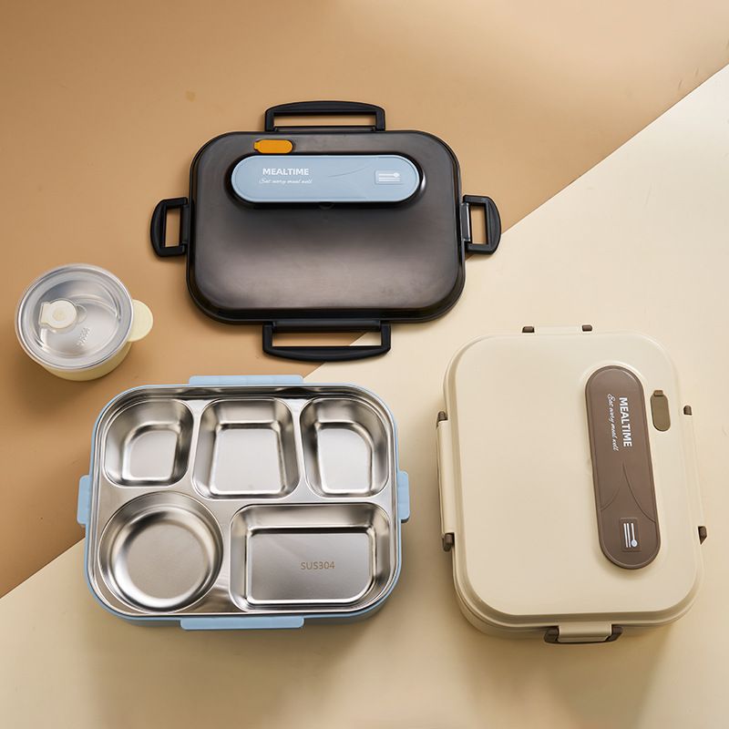 Lunch box in acciaio inossidabile 316 di alta qualità con isolamento termico - Bento Box a 5 scomparti per ufficio, scuola e viaggi_voghion.com