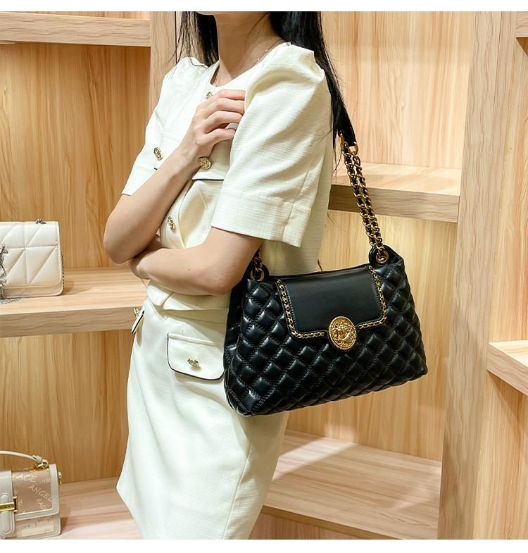 Borsa a catena in vera pelle per donna con un tocco di alta qualità, borsa a tracolla singola sottobraccio di grande capacità, nuova tendenza 2024_voghion.com