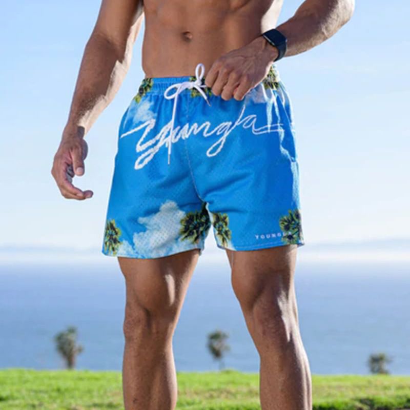 Herrenbekleidung Sommer Fünf-Punkt-Hose Gerade Durch Freizeithose Lose Sport-Shorts_voghion.com