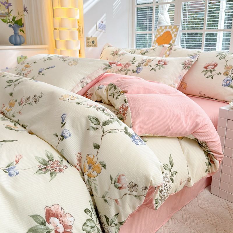 Set di quattro pezzi in cotone jacquard super morbido di classe A, adatto alla pelle di neonati e bambini, traspirante e assorbente._voghion.com