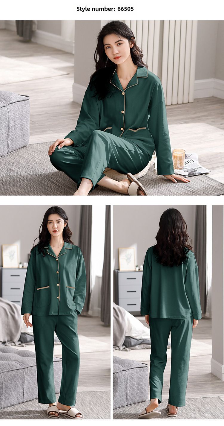 Chun Baifen Pyjama Dames Lente en Herfst 2023 New Wave Point Lange Mouw Herfst en Winter Outfit Dames Thuis Kledingset_voghion.com