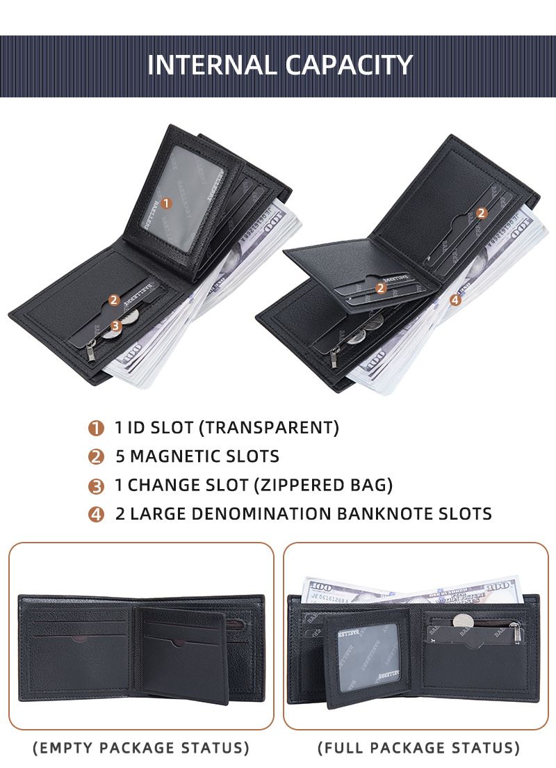 New men's wallet short baellerry contrast color multi-card slots tri-fold coin purse anti-magnetic wallet men_voghion.com