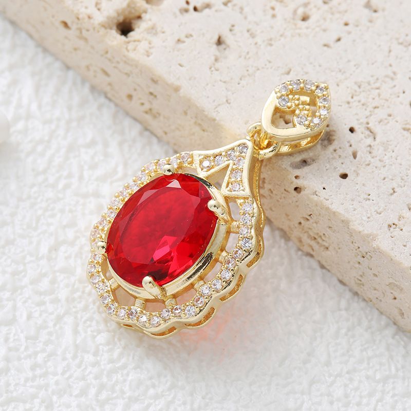 Collana grande e colorata con pendente singolo in rame placcato oro con zirconi, stile palazzo, elegante e piena di diamanti per le donne_voghion.com