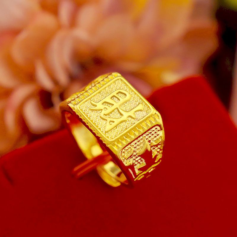 Anello portafortuna da uomo placcato oro in puro rame, stile Gold Shop_voghion.com