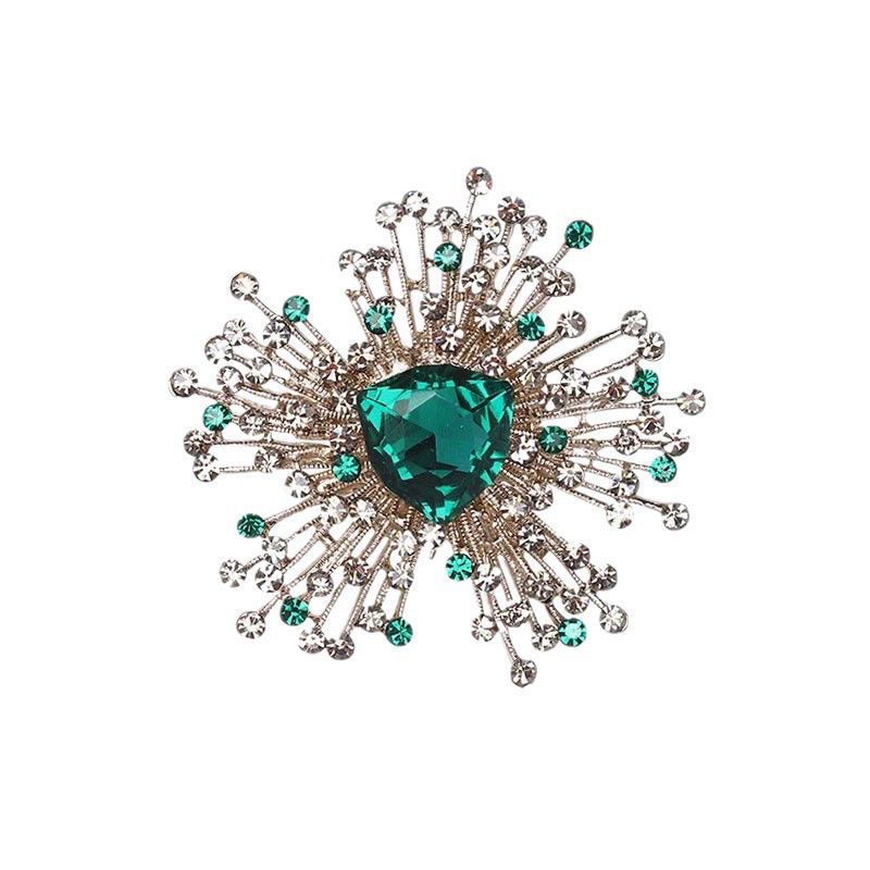 Luxury Emerald Crystal Brooch Women's Retro Exaggerated Fashion Brooch New Temperament Full Of Diamond Pin Accessories_voghion.com