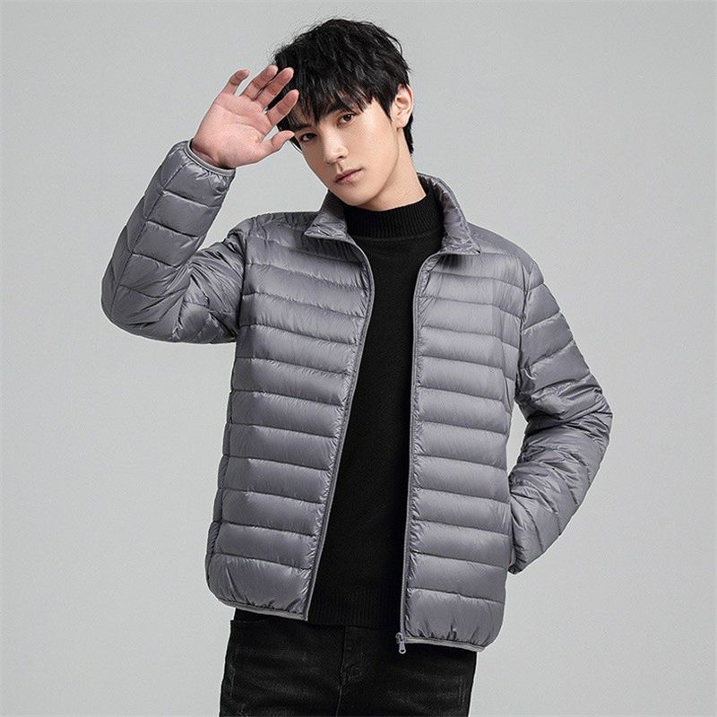 Nieuwe lichtgewicht heren donsjas met capuchon, lange mouwen, 90 dons, kort en oversized, modieus en warm_voghion.com