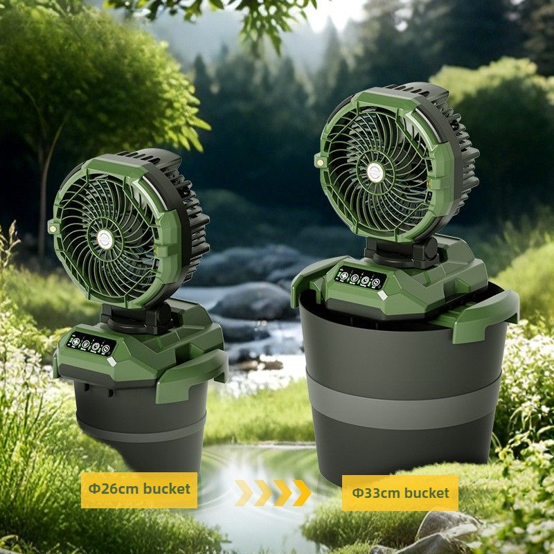 Ventilateur de camping en plein air populaire, grande capacité, refroidissement par brouillard d'eau, batterie très longue durée, léger et portable_voghion.com