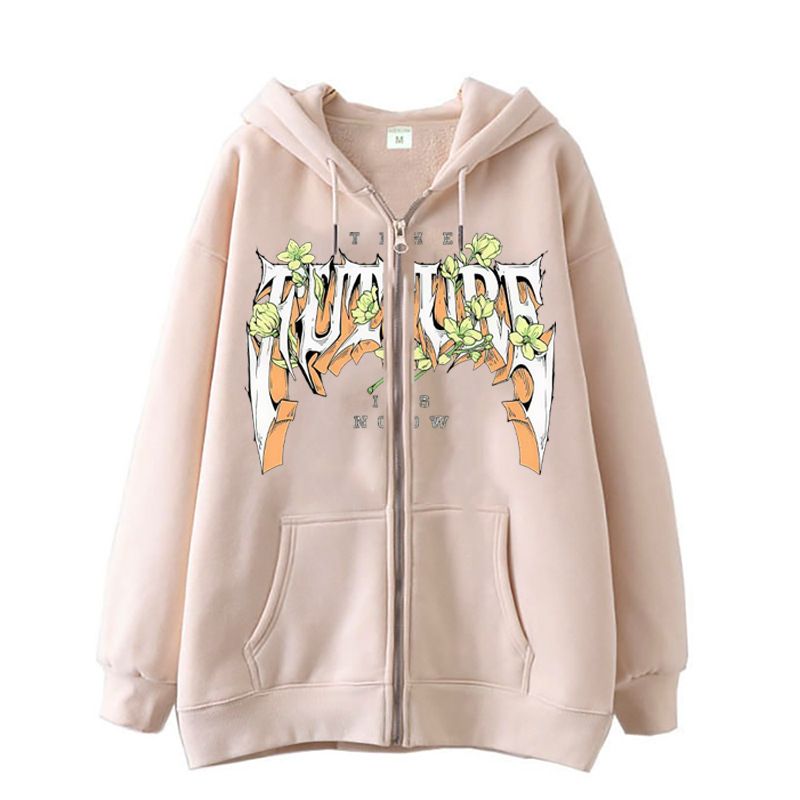 Cardigan casual con cerniera, giacca e maglione largo da uomo, alla moda e dal design semplice con stampa di lettere floreali tridimensionali._voghion.com