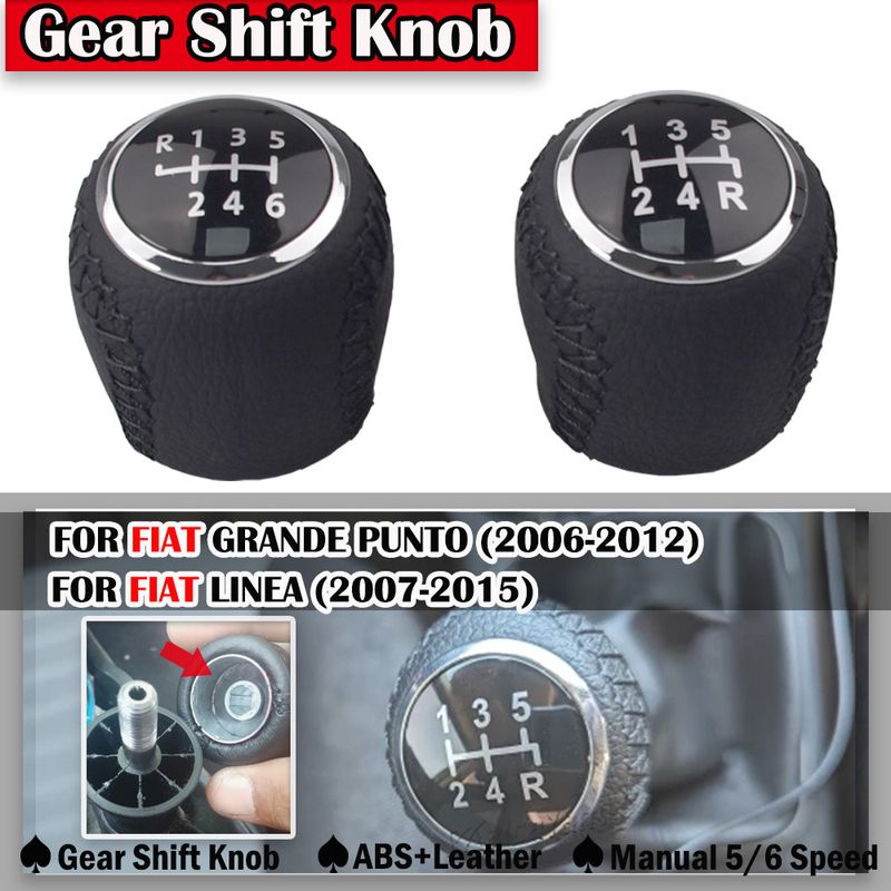 For Fiat Grande Punto ea 2007 2008 2009 2010 2011 2012 New 5 Speed Manual Car Shifter Boot Gear Shift Knob Head Lever_voghion.com
