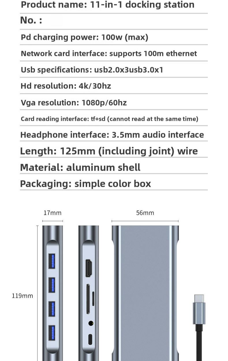 Docking station 11 in 1 di tipo C: hub di interfaccia per ufficio e intrattenimento per esigenze multi-dispositivo_voghion.com