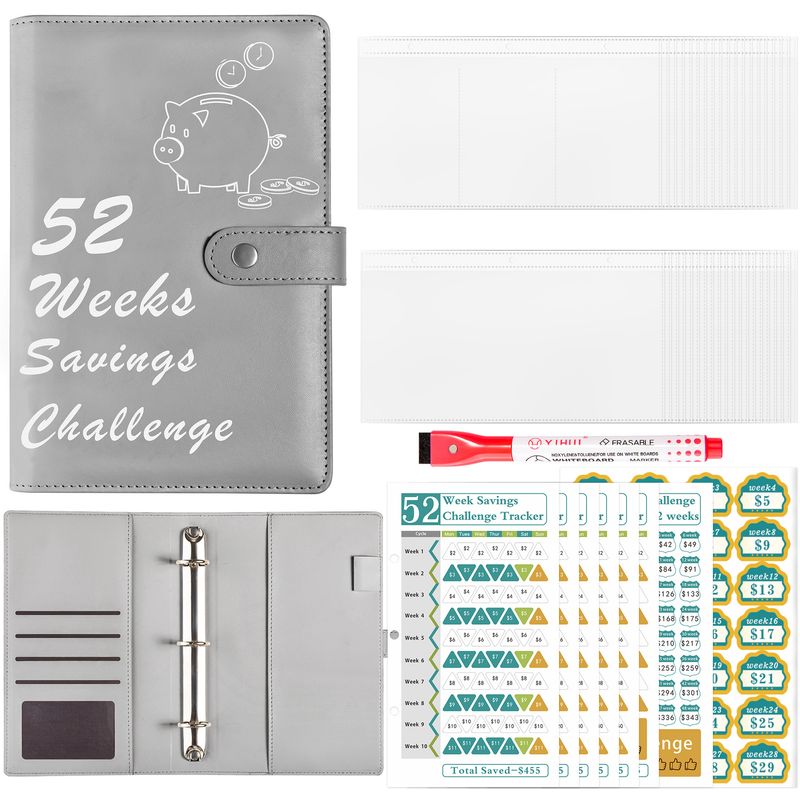 Carnets rechargeables Défi d'économies exclusif de 52 semaines Carnet d'économies du défi de 52 semaines Carnet d'économies en espèces Carnet à feuilles mobiles_voghion.com