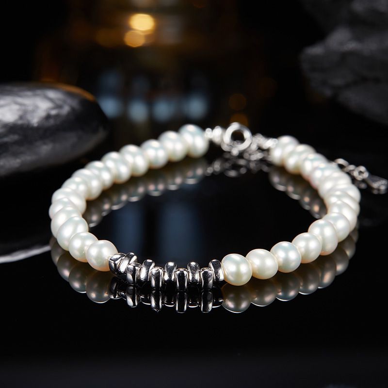 Parure di gioielli da donna in argento Sterling 925 con perle d'acqua dolce naturali, elegante collana, orecchini e anello, minimalista e chic_voghion.com
