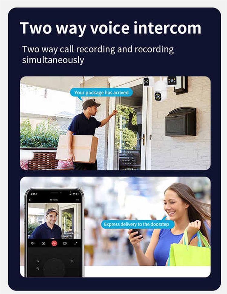 Telecamera di sicurezza Wi-Fi con rotazione a 360° e visione notturna, 6 MP HD, impermeabile IP66, memoria per scheda TF, compatibile con spine US/EU/UK/AU_voghion.com