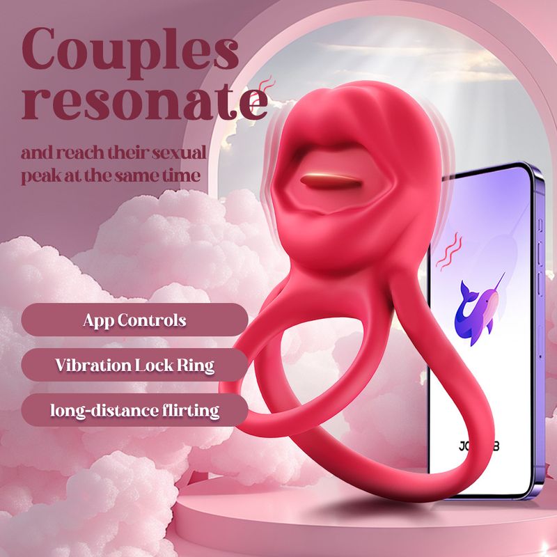 APP Telecomando Lingua Lecca Conversione di Frequenza Pene Maschile Blocco Anello Fine Vibrazione Radiazione Ritardo Coppia Flirtare Vibratore_voghion.com