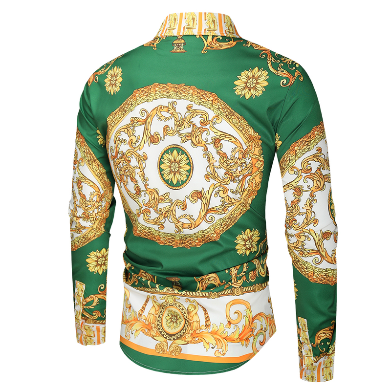 Men's clothing 3D digital print fashion shirt slim long sleeve shirt_voghion.com