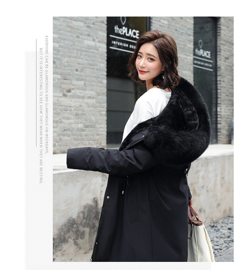 Women's Clothing cotton coat medium and long style with large fur collar and velvet lining to overcome the coat trend_voghion.com