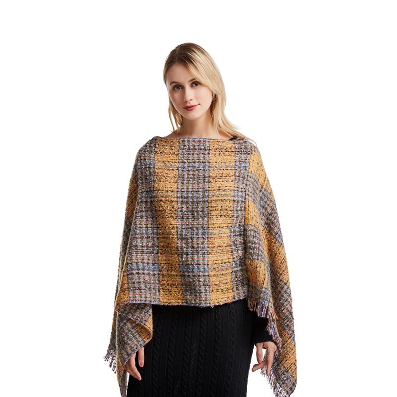 2022 Herbst/Winter Neue Koreanische Ausgabe Bunte Streifen Vielseitig Lose Gestrickte Mantel Schal Fledermaus Ärmeln Pullover für Frauen_voghion.com