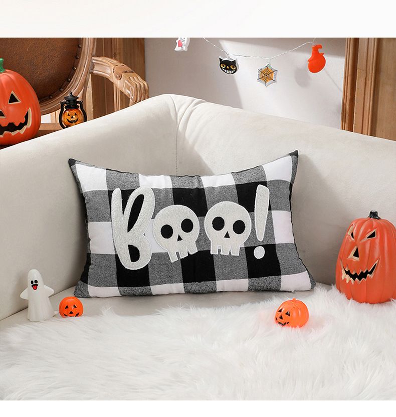 Federa per cuscino di Halloween - 30x50 cm in cotone con motivo fantasma e spettrale, stile minimalista moderno, perfetta per soggiorno, divano e letto._voghion.com