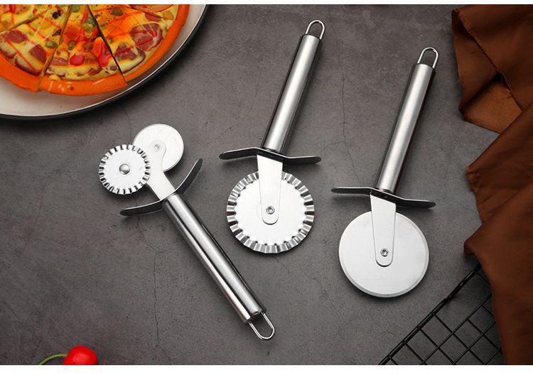 Stainless Steel Pizza Multi-Functional Kitchen Baking Tool Single Double Wheel Round Roller Cutter_voghion.com