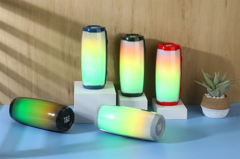 【Haute qualité】 Nouveau haut-parleur Bluetooth TG366 Pulse demi-écran couleur lumière extérieure portable carte insérer U disque caisson de basses audio_voghion.com