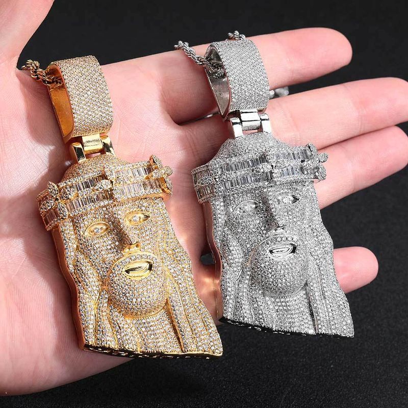 Collana con ciondolo a forma di statua in zircone quadrato con diamanti, gioielli hip hop da uomo, di alta qualità, con ciondolo da uomo._voghion.com